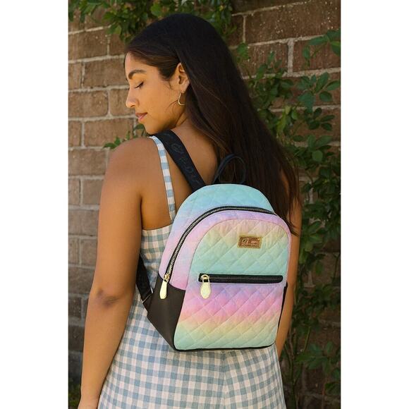 Luv Betsey by Betsey Johnson Rainbow Quilted Backpack Purse Vintage Y2K - Picture 1 of 6